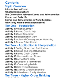 The Concept Of Karma And Reincarnation Worksheet Activity Booklet