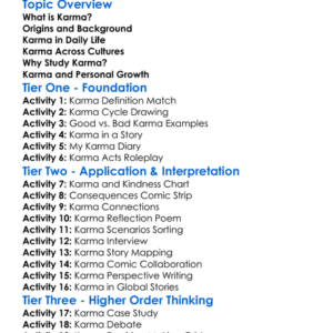 The Concept Of Karma Worksheet Activity Booklet