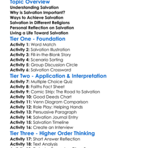 The Concept Of Salvation Worksheet Activity Booklet