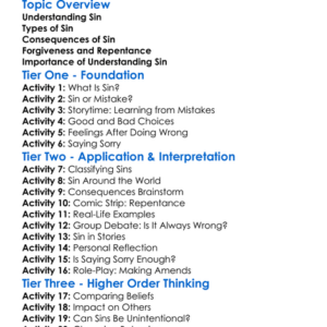The Concept Of Sin Worksheet Activity Booklet