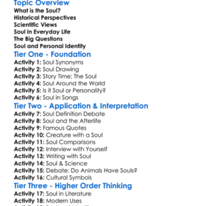 The Concept Of The Soul Worksheet Activity Booklet
