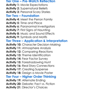 The Conjuring 2013 Worksheet Activity Booklet
