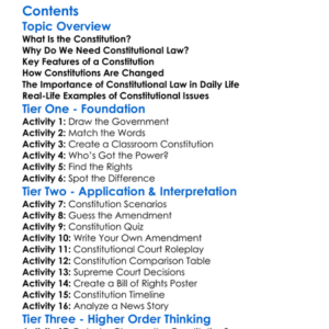 The Constitution And Constitutional Law Worksheet Activity Booklet
