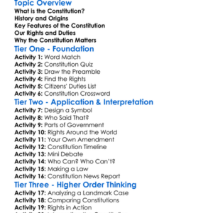The Constitution Worksheet Activity Booklet