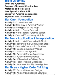 The Construction Of Pyramids Worksheet Activity Booklet