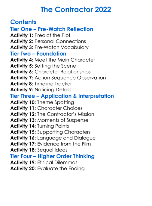 The Contractor 2022 Worksheet Activity Booklet