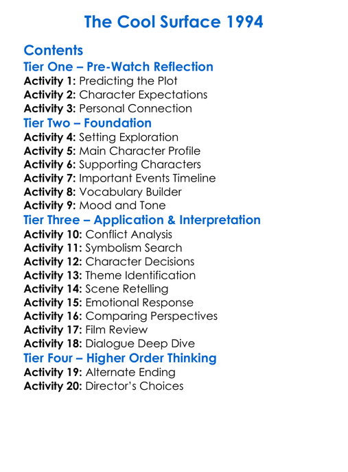 The Cool Surface 1994 Worksheet Activity Booklet