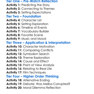 The Corruption Of Melba 2013 Worksheet Activity Booklet