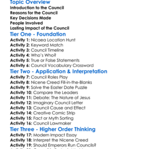 The Council Of Nicaea Worksheet Activity Booklet