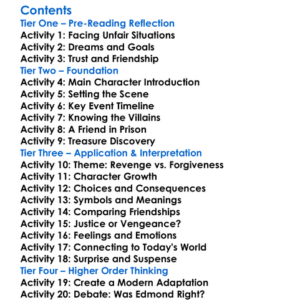 The Count Of Monte Cristo Alexandre Dumas Worksheet Activity Booklet