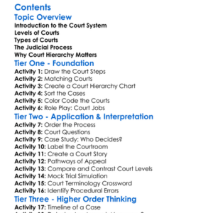 The Court Hierarchy And Judicial Process Worksheet Activity Booklet