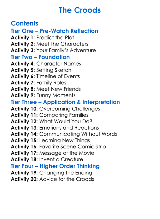 The Croods Worksheet Activity Booklet