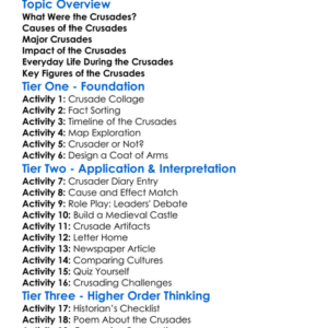 The Crusades Worksheet Activity Booklet