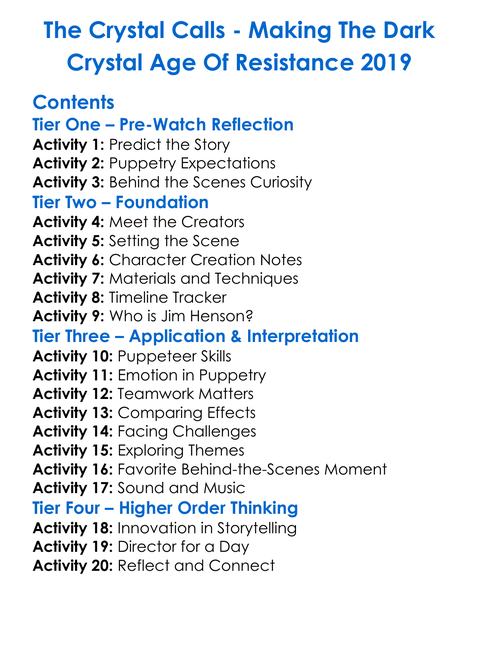 The Crystal Calls Worksheet Activity Booklet