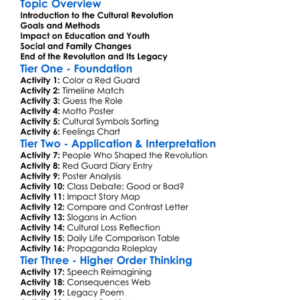 The Cultural Revolution In China Worksheet Activity Booklet