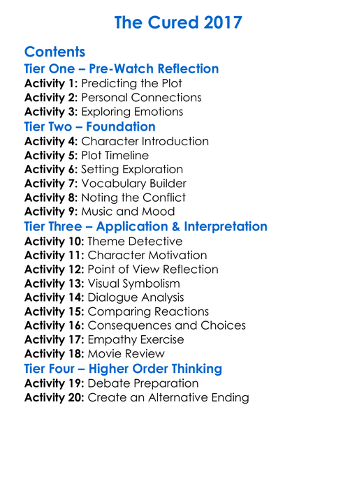The Cured 2017 Worksheet Activity Booklet