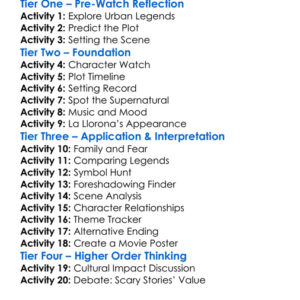 The Curse Of La Llorona 2019 Worksheet Activity Booklet