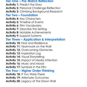 The Dawn Wall 2017 Worksheet Activity Booklet