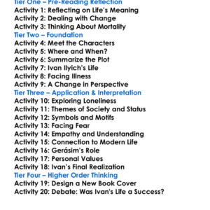 The Death Of Ivan Ilyich Leo Tolstoy Worksheet Activity Booklet