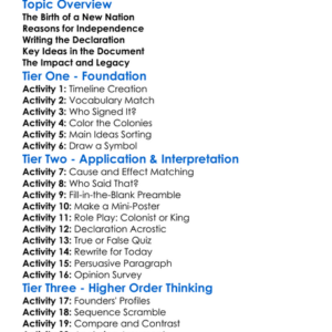 The Declaration Of Independence Worksheet Activity Booklet