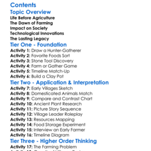 The Development Of Agriculture And The Neolithic Revolution Worksheet Activity Booklet