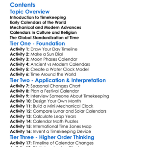The Development Of Calendars And Timekeeping Worksheet Activity Booklet