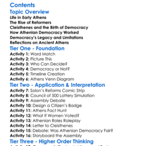 The Development Of Democracy In Athens Worksheet Activity Booklet