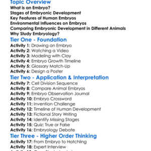 The Development Of Embryos Worksheet Activity Booklet