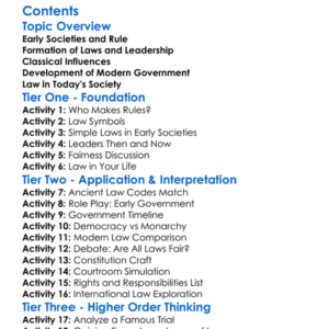 The Development Of Government And Law Worksheet Activity Booklet