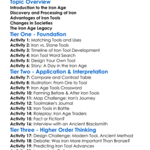 The Development Of Iron Tools Worksheet Activity Booklet