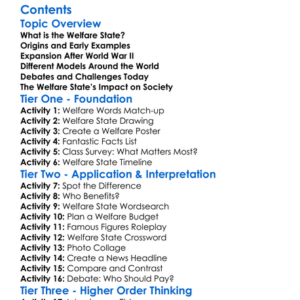 The Development Of The Welfare State Worksheet Activity Booklet