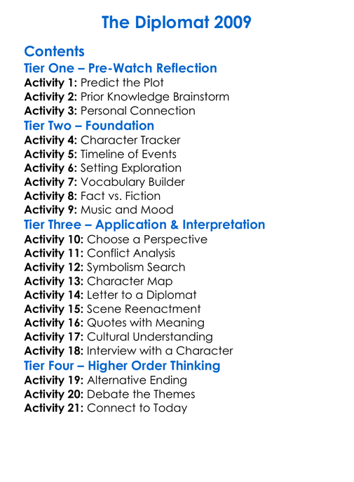 The Diplomat 2009 Worksheet Activity Booklet