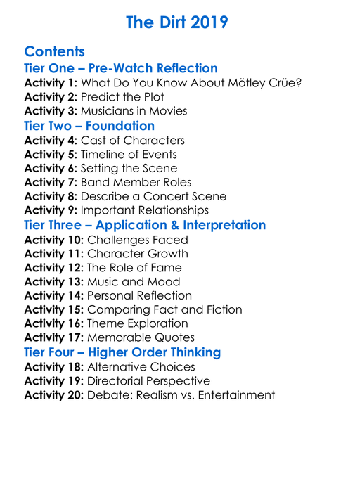 The Dirt 2019 Worksheet Activity Booklet