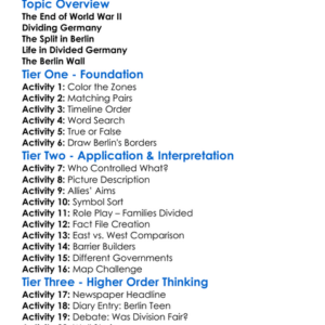 The Division Of Germany And Berlin Worksheet Activity Booklet