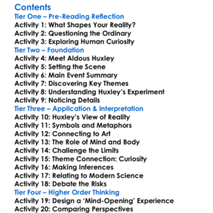 The Doors Of Perception Aldous Huxley Worksheet Activity Booklet