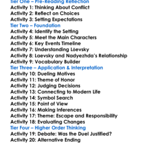 The Duel Anton Chekhov Worksheet Activity Booklet