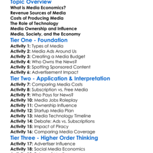 The Economics Of Media Worksheet Activity Booklet