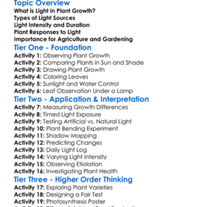 The Effect Of Light On Plant Growth Worksheet Activity Booklet