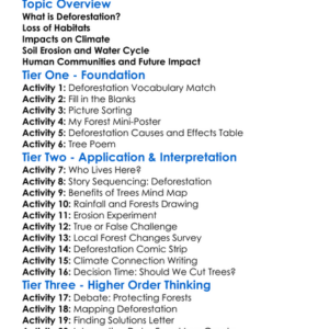 The Effects Of Deforestation Worksheet Activity Booklet