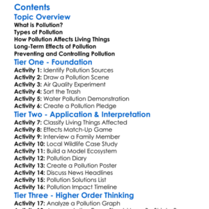 The Effects Of Pollution On Living Things Worksheet Activity Booklet