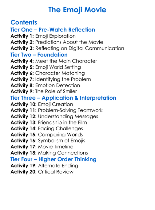 The Emoji Movie Worksheet Activity Booklet