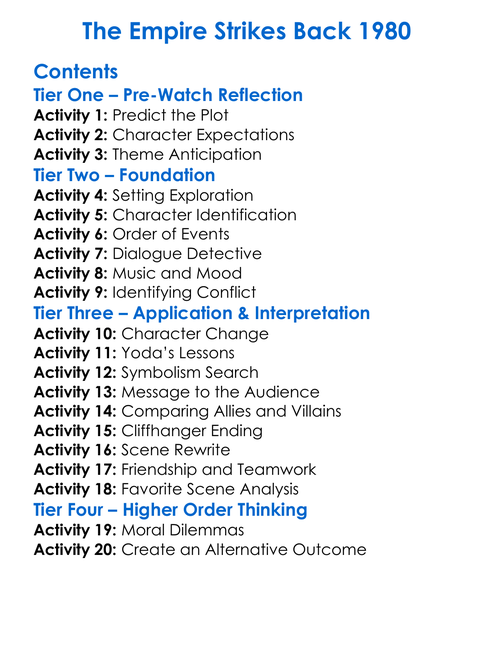 The Empire Strikes Back 1980 Worksheet Activity Booklet