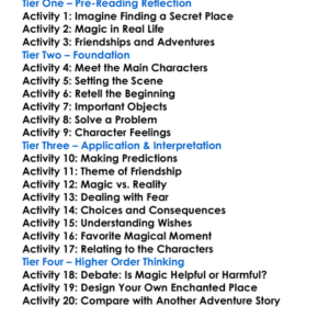 The Enchanted Castle E Nesbit Worksheet Activity Booklet