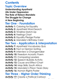 The End Of Apartheid And Nelson Mandela Worksheet Activity Booklet