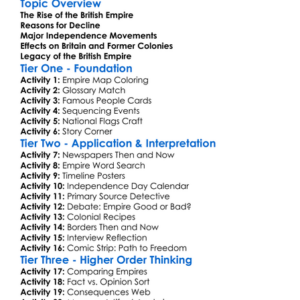 The End Of The British Empire Worksheet Activity Booklet