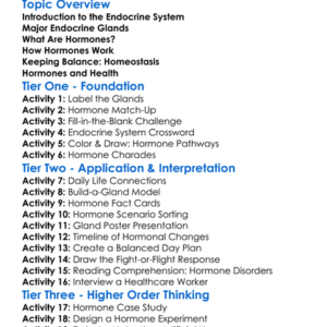 The Endocrine System And Hormones Worksheet Activity Booklet
