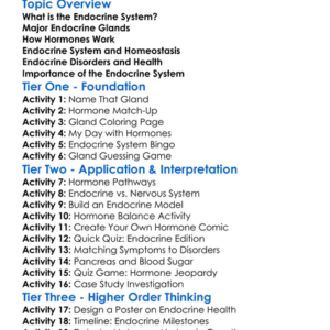 The Endocrine System Worksheet Activity Booklet