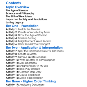The Enlightenment And Its Influence On Society Worksheet Activity Booklet