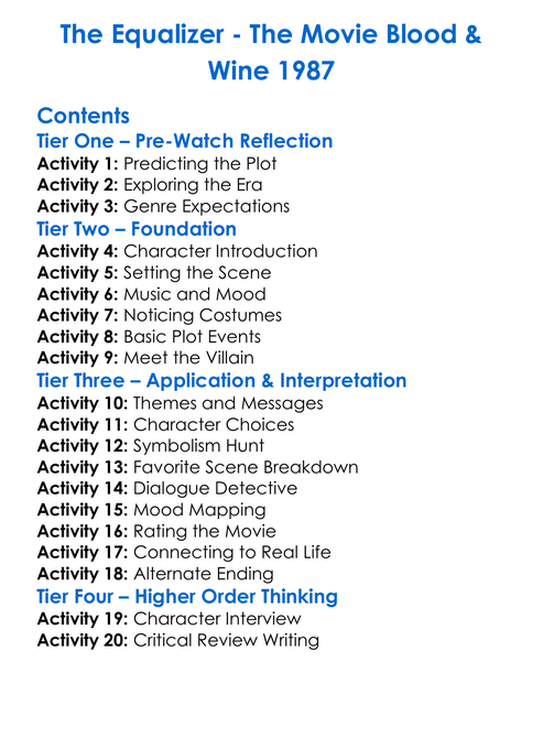 The Equalizer Worksheet Activity Booklet