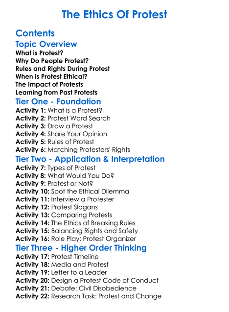 The Ethics Of Protest Worksheet Activity Booklet